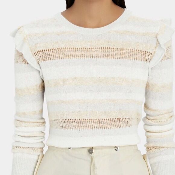 INTERMIX Elmore Ruffled Striped Sweater. Size P (XS) - Picture 3 of 8